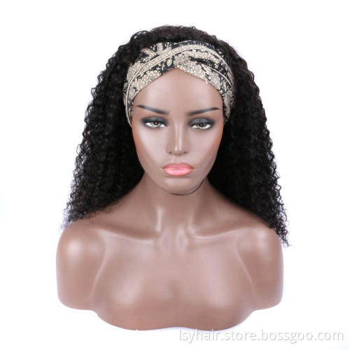 African American Women Curly Headband Wigs Virgin Human Hair Headband Wig
